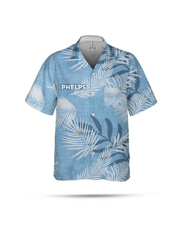PHELPS Hawaiian Shirt Tropical Beach Casual Summer Monstera Blue AOP3