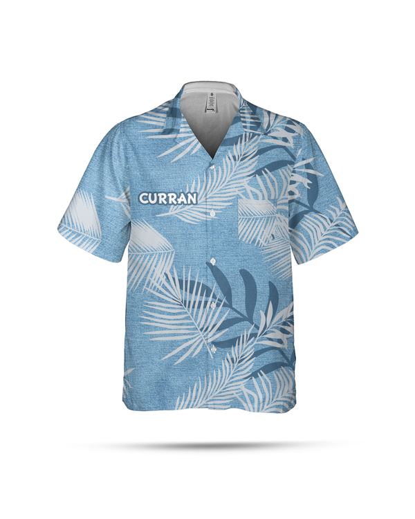 CURRAN Hawaiian Shirt Tropical Beach Casual Summer Monstera Blue AOP3