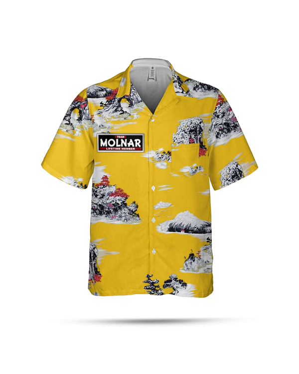 MOLNAR Yellow Hawaiian Shirt - Asian Style Print Short Sleeve Summer Beach Shirt AOP5
