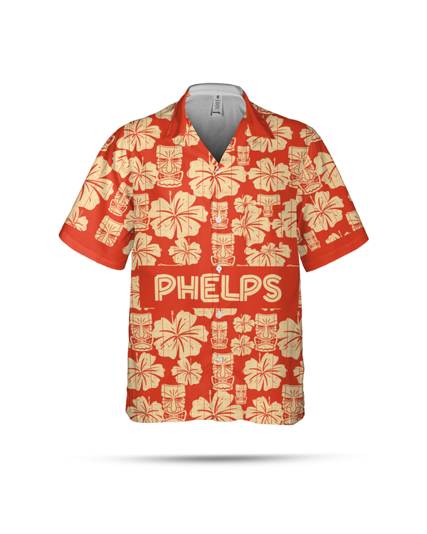 PHELPS Hawaiian Shirt - Tiki Mask & Tropical Flower Print - Aloha Summer Shirt AOP4