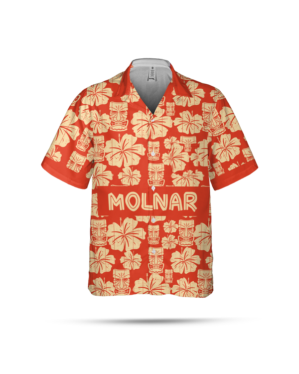 MOLNAR Hawaiian Shirt - Tiki Mask & Tropical Flower Print - Aloha Summer Shirt AOP4