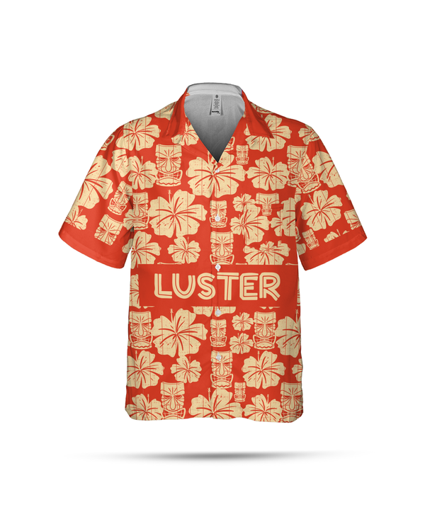 LUSTER Hawaiian Shirt - Tiki Mask & Tropical Flower Print - Aloha Summer Shirt AOP4