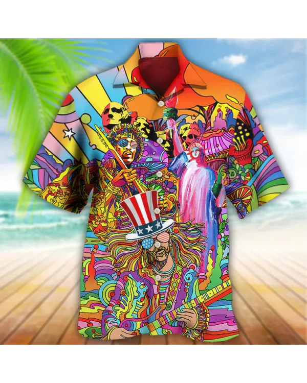 Hippie Independence Day America Cool Hawaiian Shirt