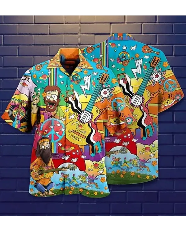 Hippie Music Guitar Peace Life, Hippie Gifts Hawaiian Shirt