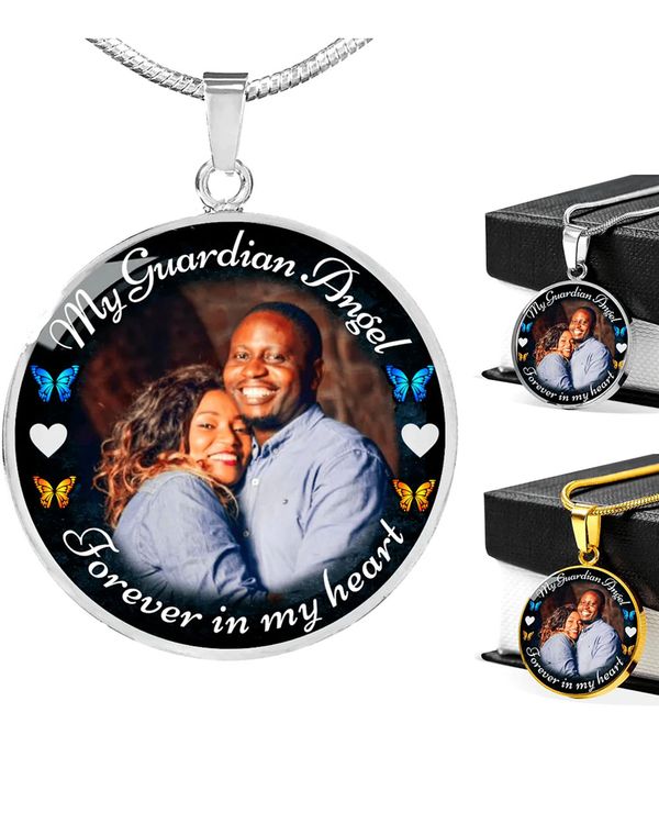 Personalized Photo Memorial Necklace Circle Engraved N1067