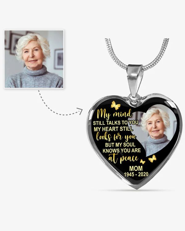 Personalized Photo Memorial Necklace Heart Engraved N1078