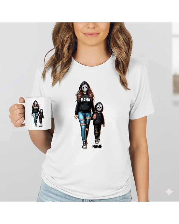 Halloween Horror Mama Custom Kids Name Shirt