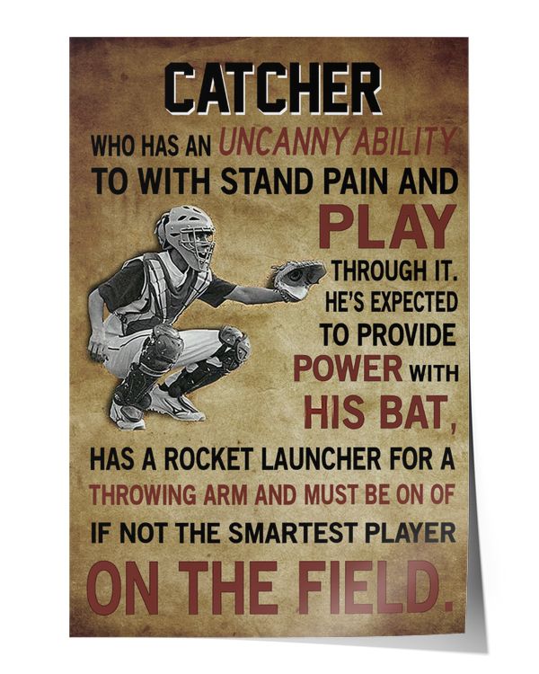 Catcher who has an uncanny ability to wish stand pain and play through it. Wall Decor Artwork Print Poster Wall Art Print Home Decor Vintage