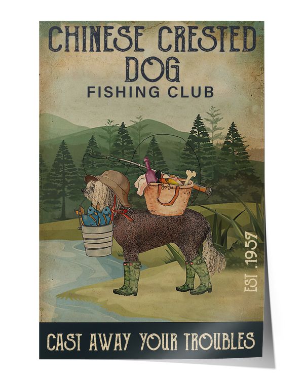 Chinese crested cast away your troubles Wall Decor Artwork Print Poster Wall Art Print Home Decor Vintage