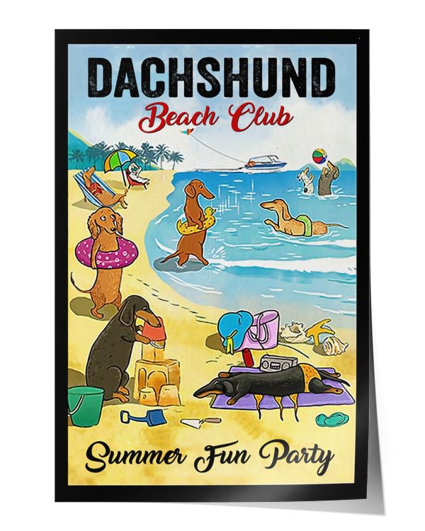 Dachshund Beach club Wall Decor Artwork Print Poster Wall Art Print Home Decor Vintage