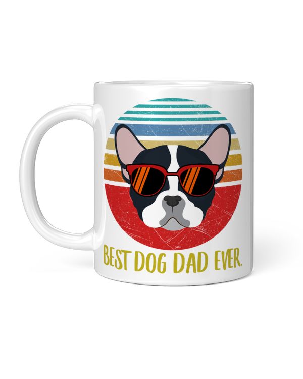 Funny Best French Bulldog Black Dad Ever Sunset Retro