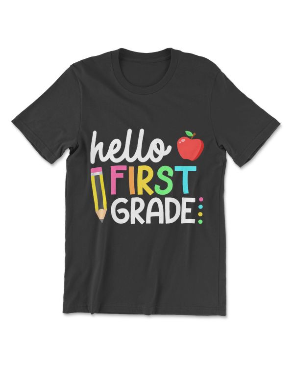 Hello 1st Grade Leopard Print First Grade Teacher Boys Girls T-Shirt