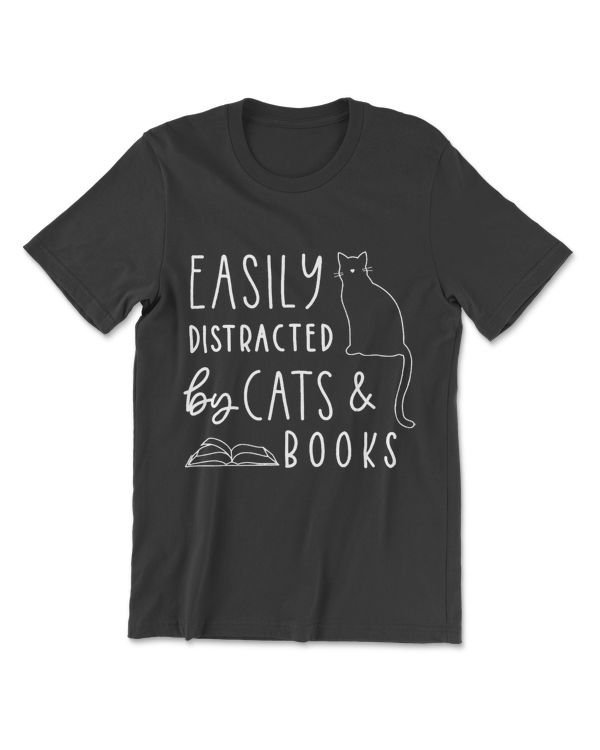 Easily Distracted Cats And Books    Cat Lovers