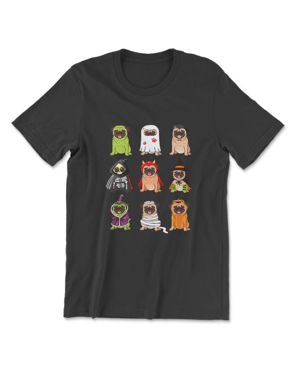 Pug Costume Halloween Funny Pugs Dogs Emojis Cool Bulldog T-Shirt