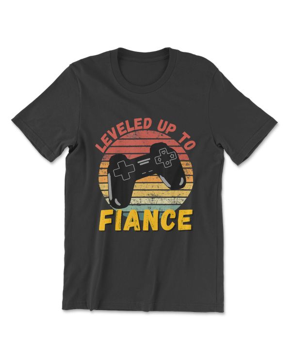 Leveled Up To Fiance Funny Gaming Newly Engaged Couple Gift T Shirt