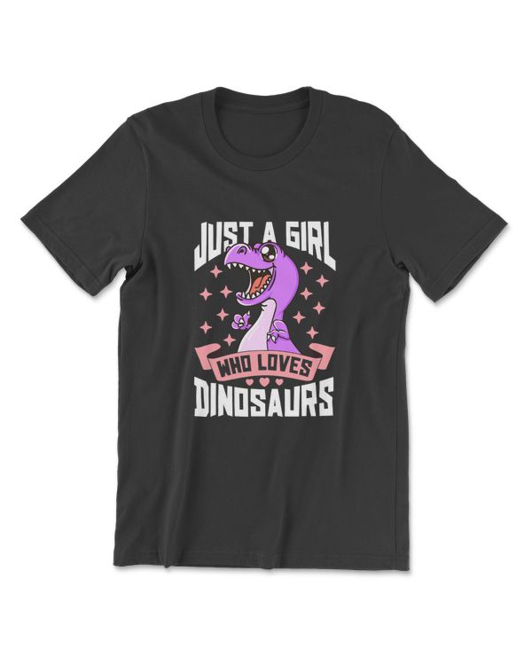 JUST A GIRL WHO LOVES DINOSAURS, CUTE PURPLE AND PINK DESIGN T-Shirt