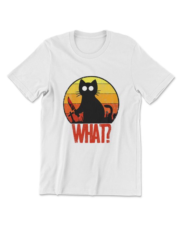 Murderous Black Psycho Cute Cat What Knife Christmas Gift T-Shirt