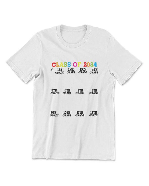 Class Of 2034 Handprint Shirt, Grow With Me Kindergarten Kid T-Shirt