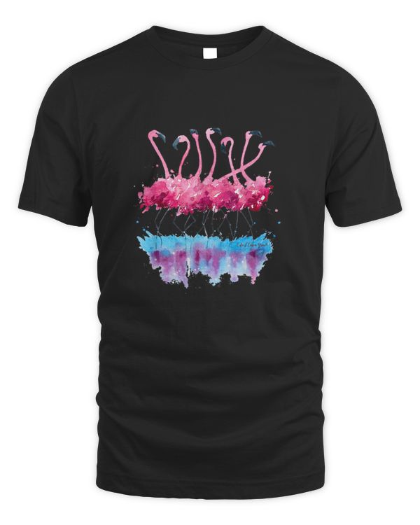Beautiful Tropical Dancing Pink Flamingos T shirt