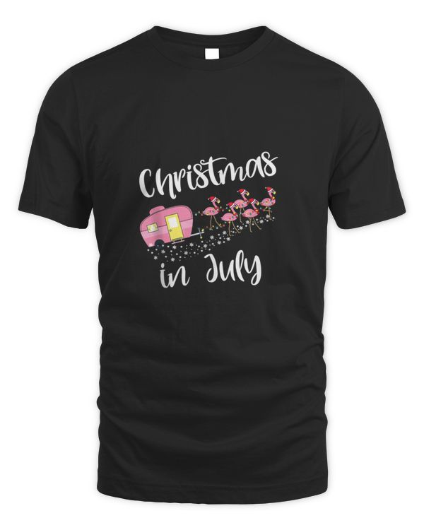 Christmas In July Flamingo Pink Funny Camping Camper Trailer Tank Top
