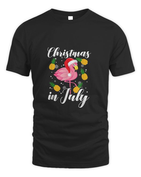 Christmas In July Pineapple Flamingo T shirt