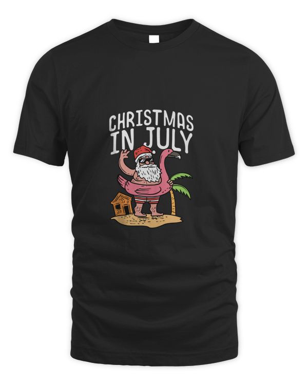 Christmas In July Santa Flamingo Floater Funny Summer Gift Tank Top