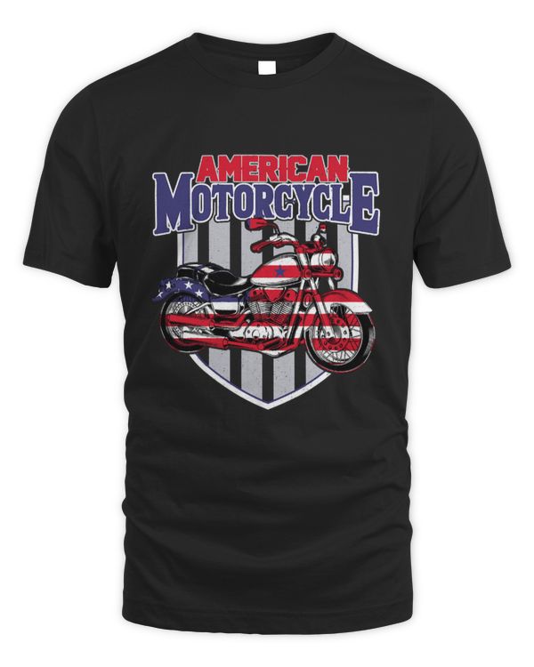 American Motorcycle Patriotic Biker Design T-Shirt