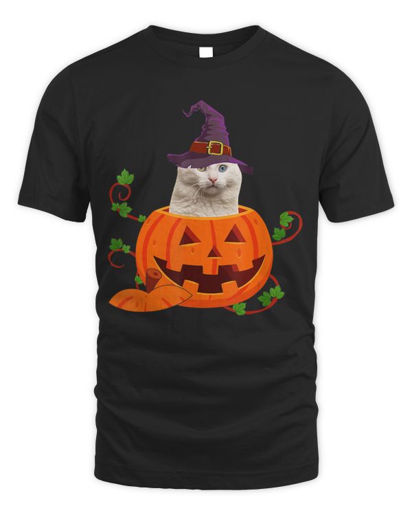 Cat Lover Gifts Funny Turkish Angora Pumpkin Halloween T-Shirt