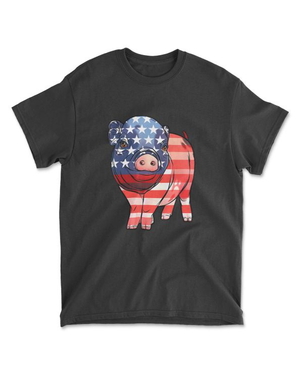 American Flag Pig Farm Tshirt - US Pig Farmer Tee Shirt T-Shirt