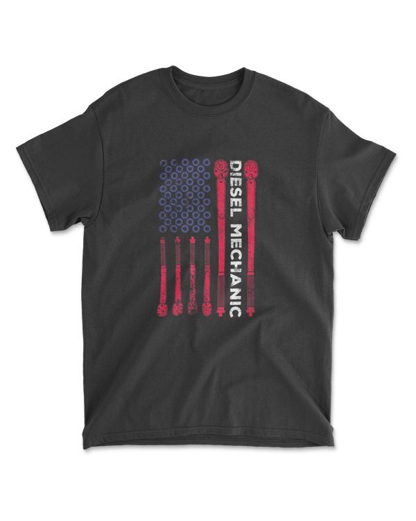 4th of July Diesel Mechanic Torque Wrench USA Flag T-shirt