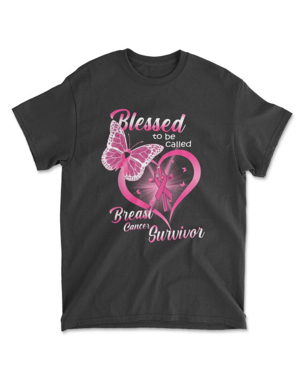 Blessed to Be Called Breast Cancer Survivor Cross Pink Butterflies