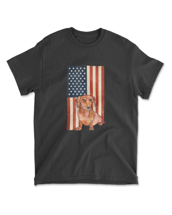 4th July Dachshund American Flag Proud Shirt Men Women Kids Tank Top
