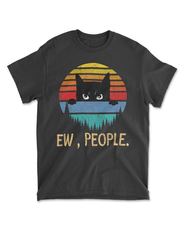 Ew, People Black Cat Vintage Retro – Funny Cat T-Shirt
