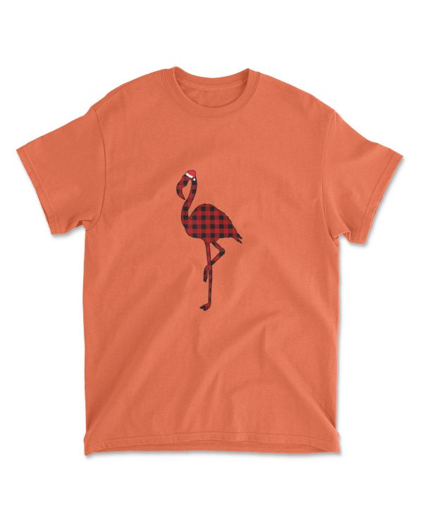 Flamingo Christmas Pajamas Red Plaid Buffalo Xmas Gift Women T shirt