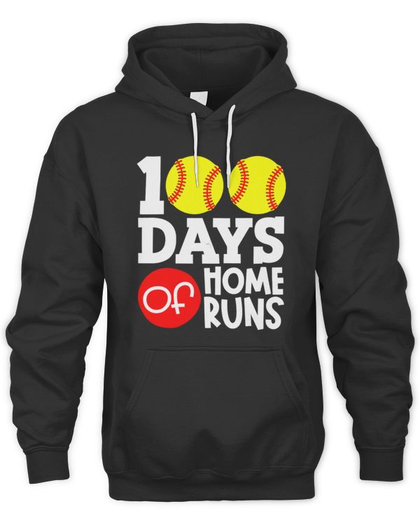 100 Days Of Home Runs School Baseball Softball Boys Girls T-Shirt