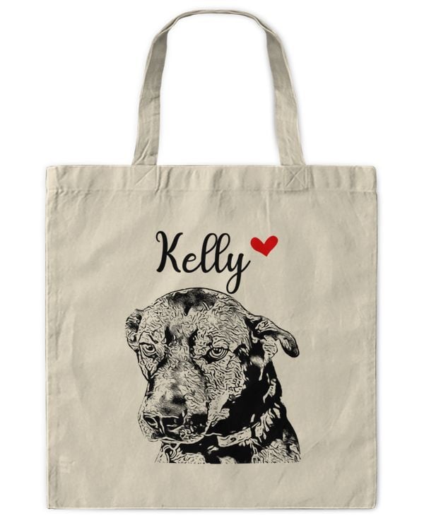 Custom Pet Portrait With Heart Tote Bag