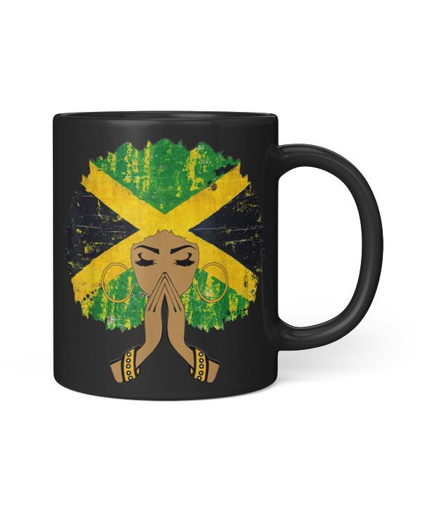Jamaican Flag Black Woman Melanin Queen Afro Gift T-Shirt