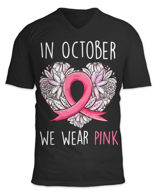 BC In October We Wear Pink Heart Ribbon Breast Cancer Awareness44 Cancer