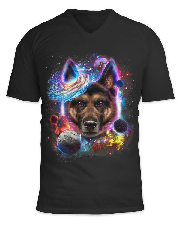 German Shepherd Dog in Planetary Galaxy Space and Cosmos