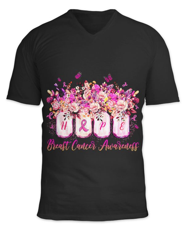 Hope Pink Ribbon Flower Jars Breast Cancer Awareness