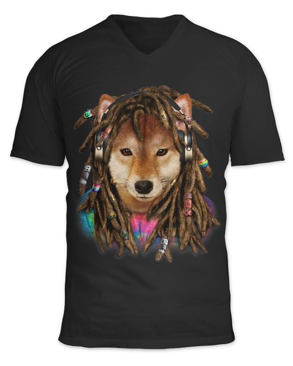 Shiba Dog with Reggae Dreadlocks Hair