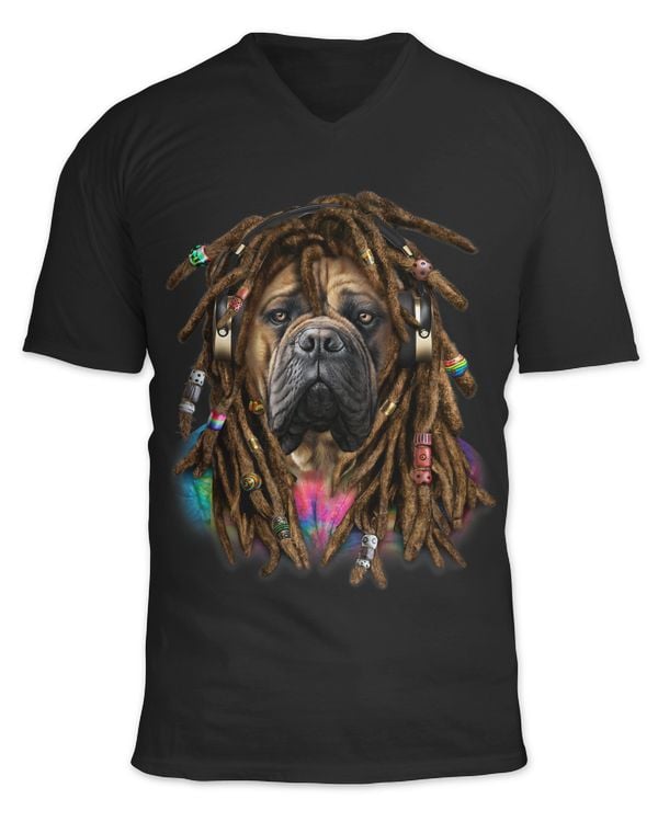 Bullmastiff Dog with Reggae Dreadlocks Hair