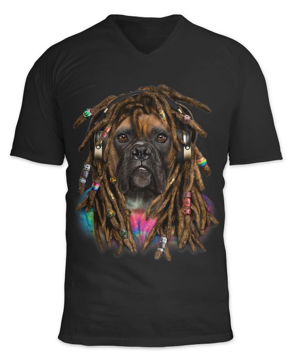 German Boxer Dog with Reggae Dreadlocks Hair