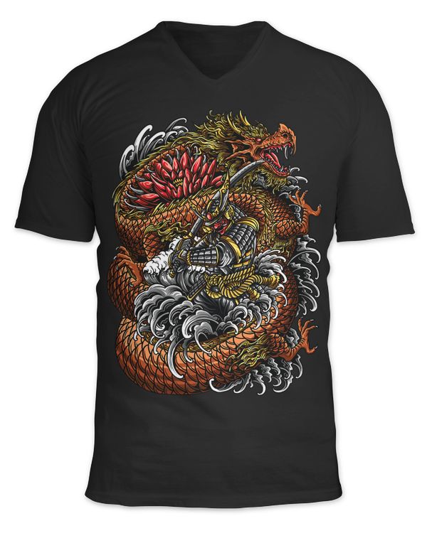 Japanese Retro Dragon Bushido Samurai Asian Oriental