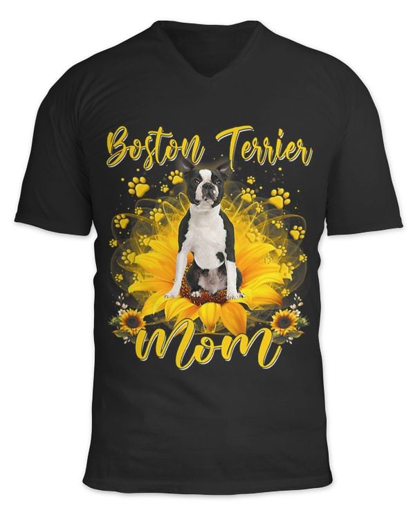 Womens Sunflower Boston Terrier Mom Dog Lover Mothers Day