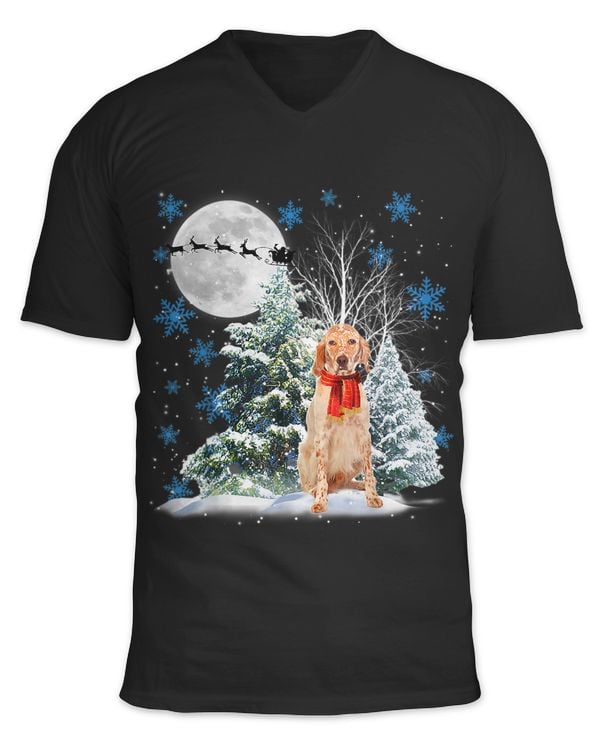 English Setter Under Moonlight Snow Christmas Pajama 16