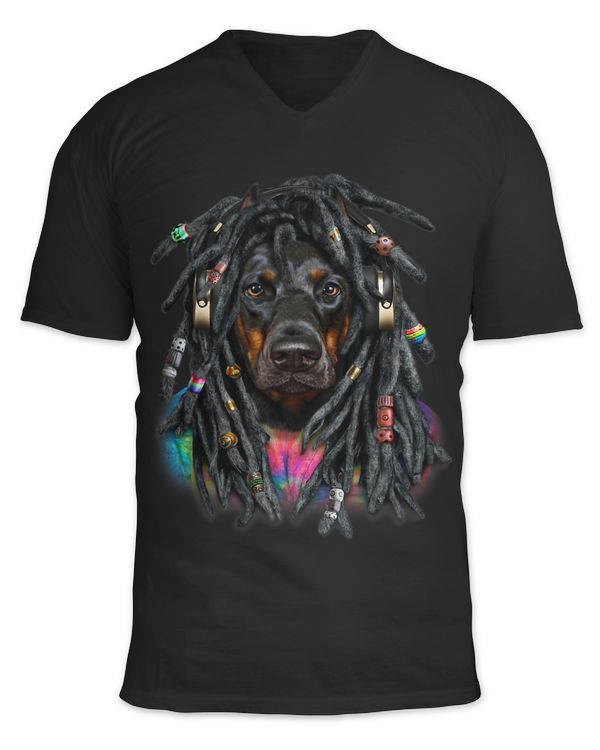 Doberman Dog with Reggae Dreadlocks Hair