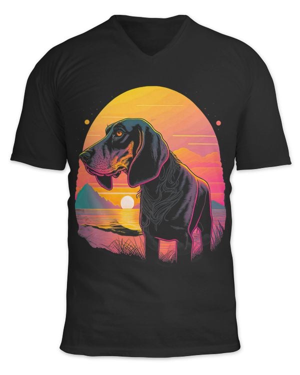 Retro Aesthetic Black And Tan Coonhound dog 13