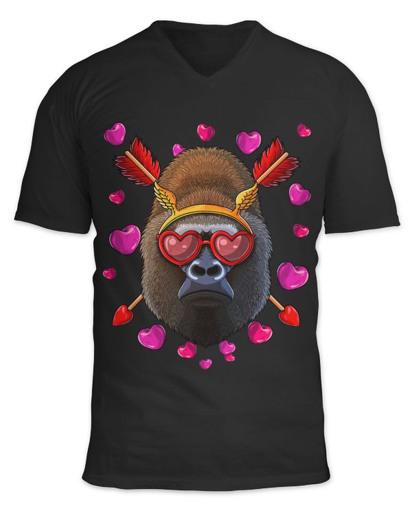 Gorilla Valentines Day Animal Face Heart Glass Love Arrows