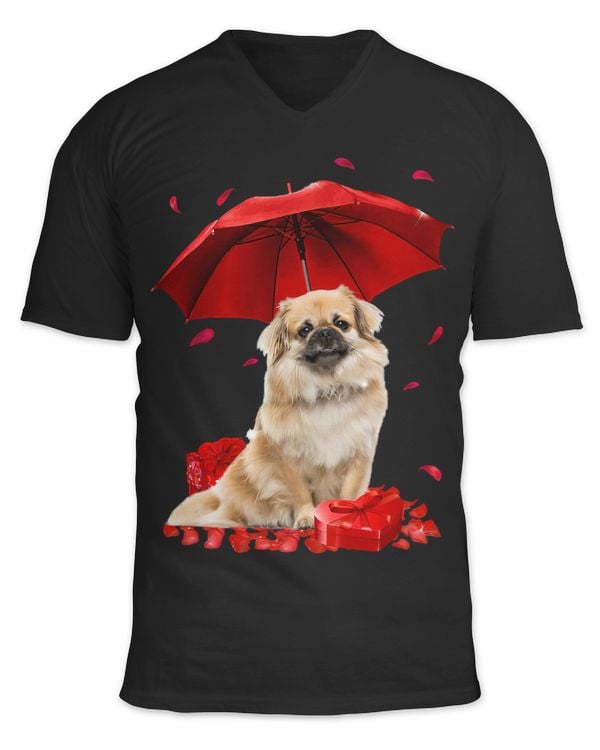 Valentines Day Tibetan Spaniel Umbrella Heart Puppy Dog